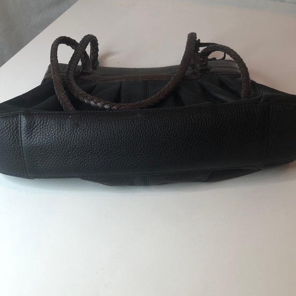 Vintage Brighton Carolyn Black Brown Leather Shoulder Bag Purse Pleated Design - Picture 9 of 16